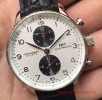 Copy IWC Schaffhausen Portuguese Chronograph Watch Stainless Steel White Black Subdials